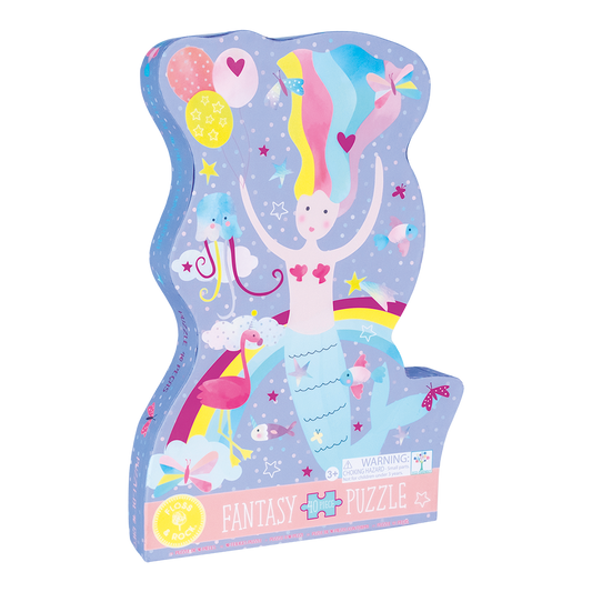 Floss & Rock Fantasy 40-Piece Mermaid Shaped Jigsaw Puzzle with Shaped Box
