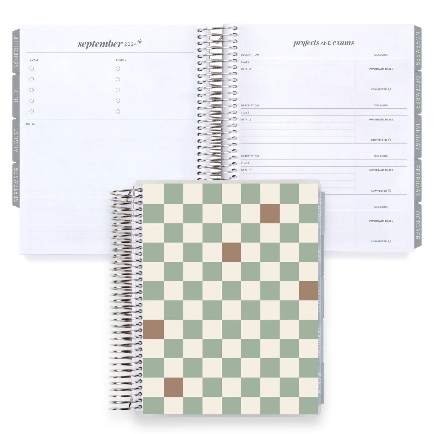 7x9 Coiled Academic Planner - Simple Checkered cover