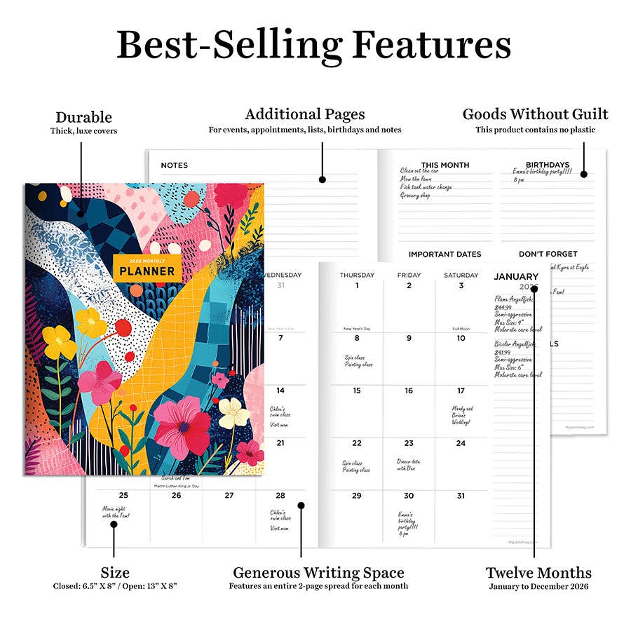 2026 Colorful Collage Medium Monthly Planner