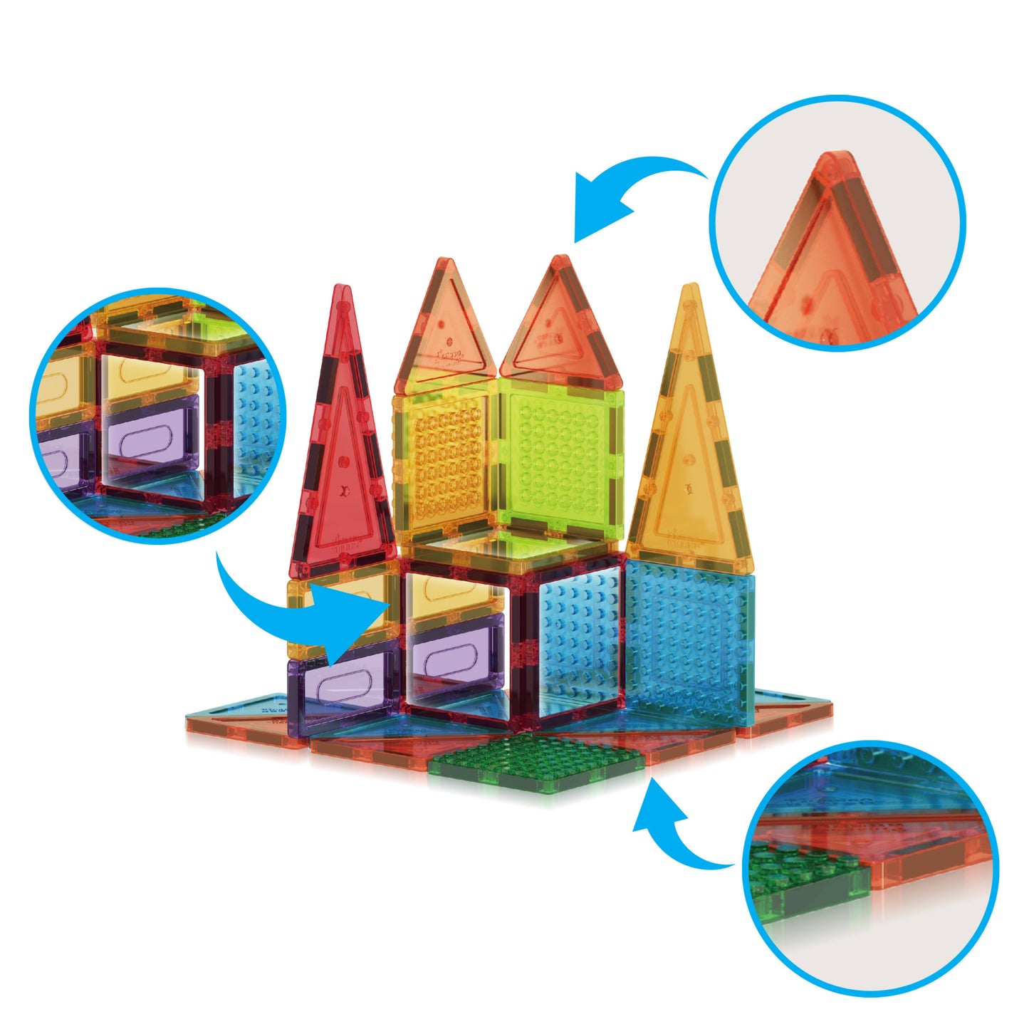 63 Piece Magnetic Building Tiles Toy Set