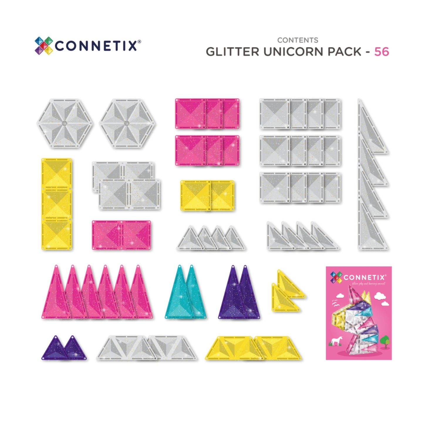 Connetix Glitter Unicorn Pack 56 pc