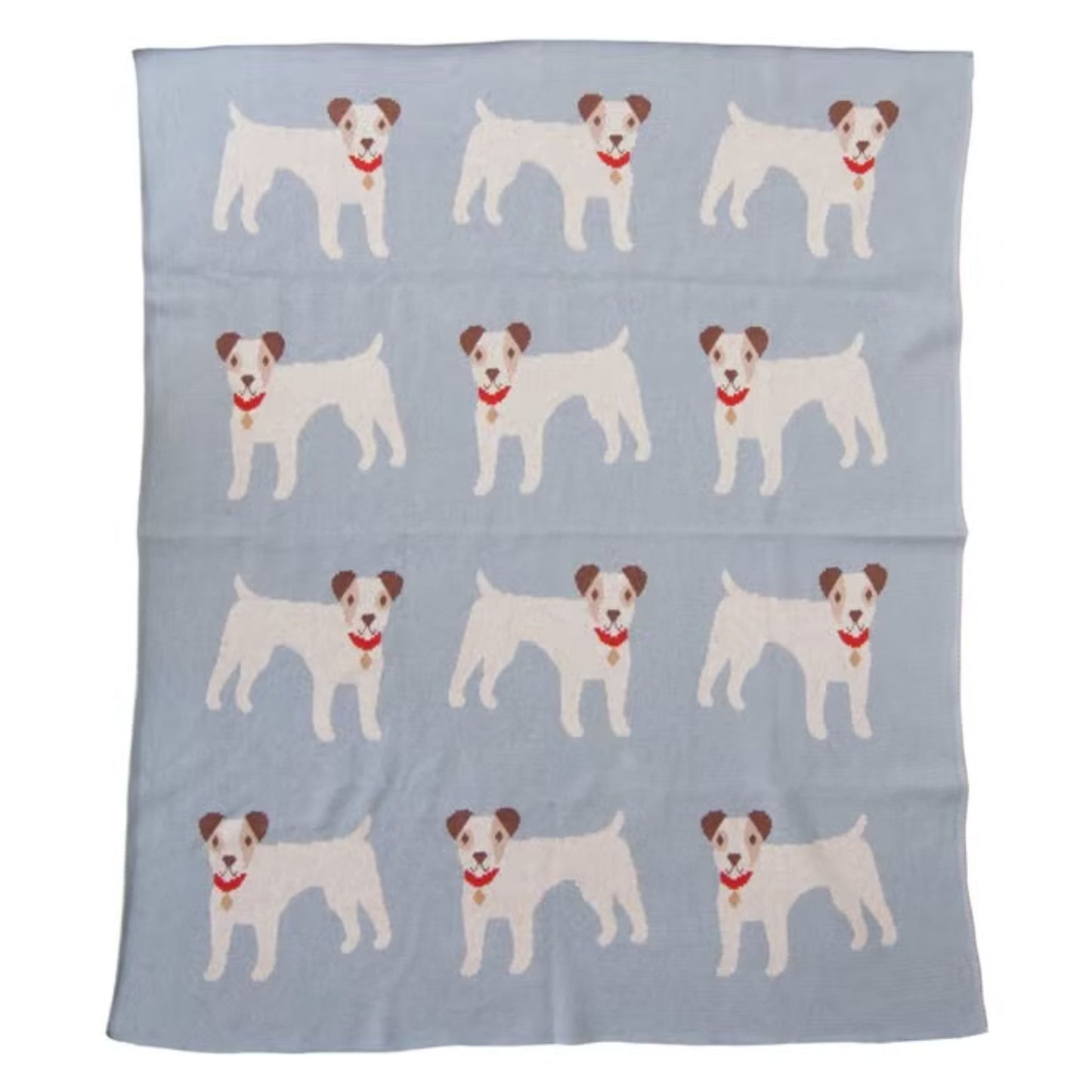 Creative Co-Op Cotton Knit Baby Blanket with Dogs