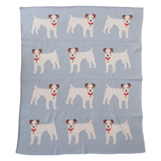 Creative Co-Op Cotton Knit Baby Blanket with Dogs