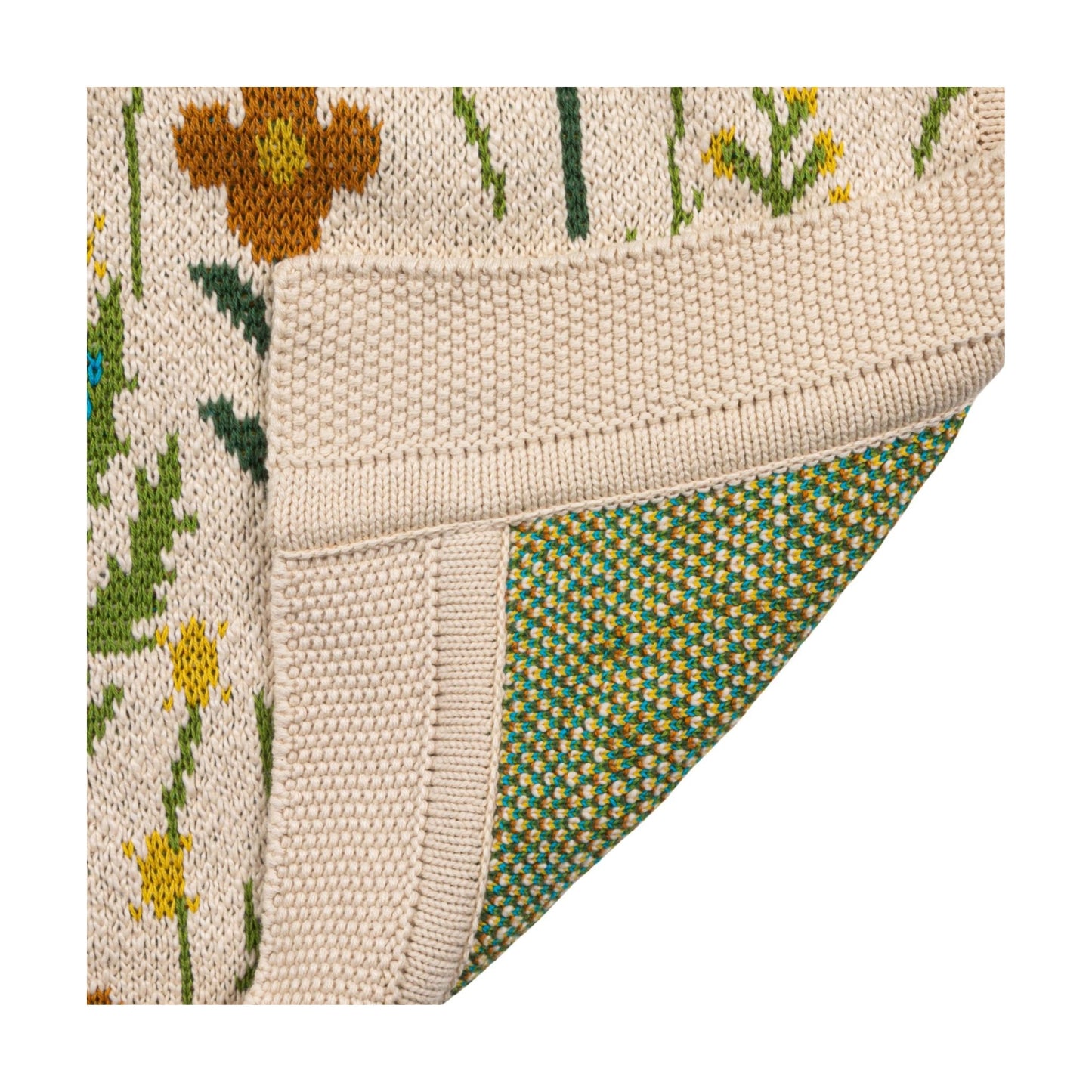 Creative Co-Op Cotton Knit Baby Blanket with Florals