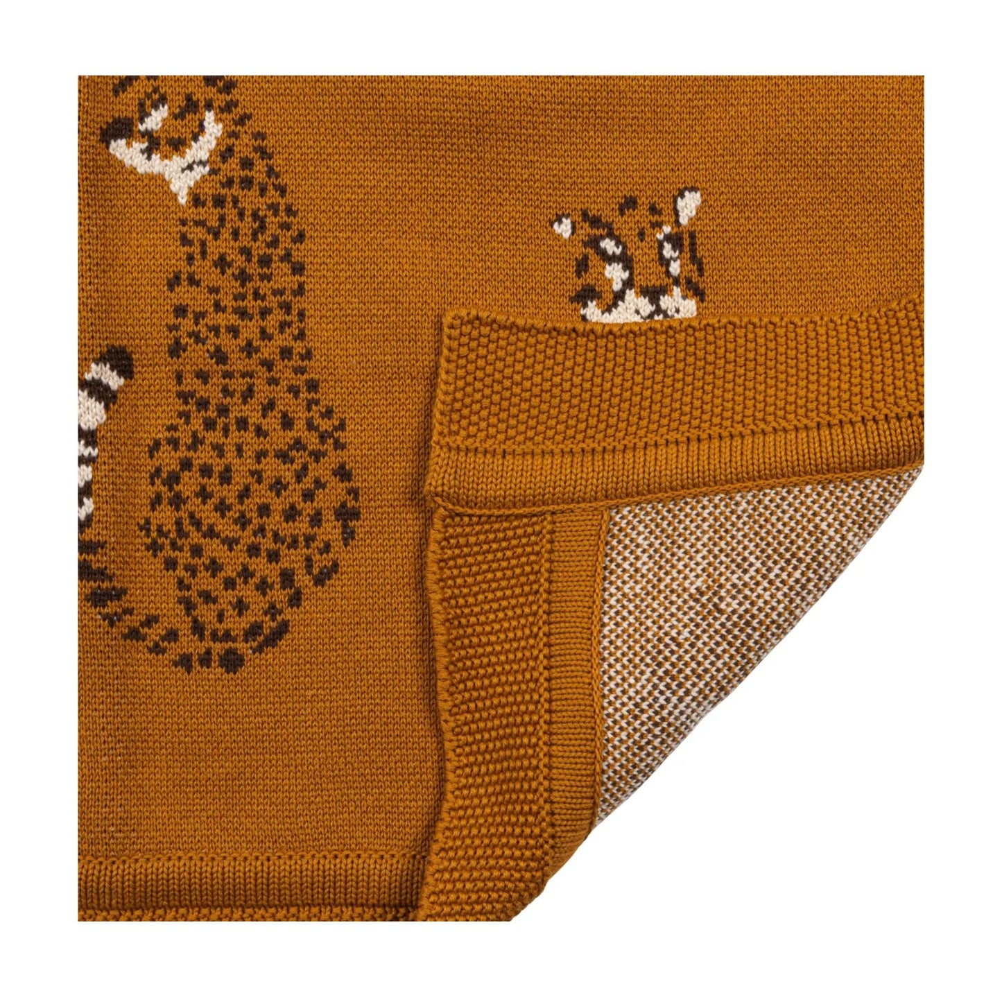 Creative Co-Op Cotton Knit Blanket with Cheetahs