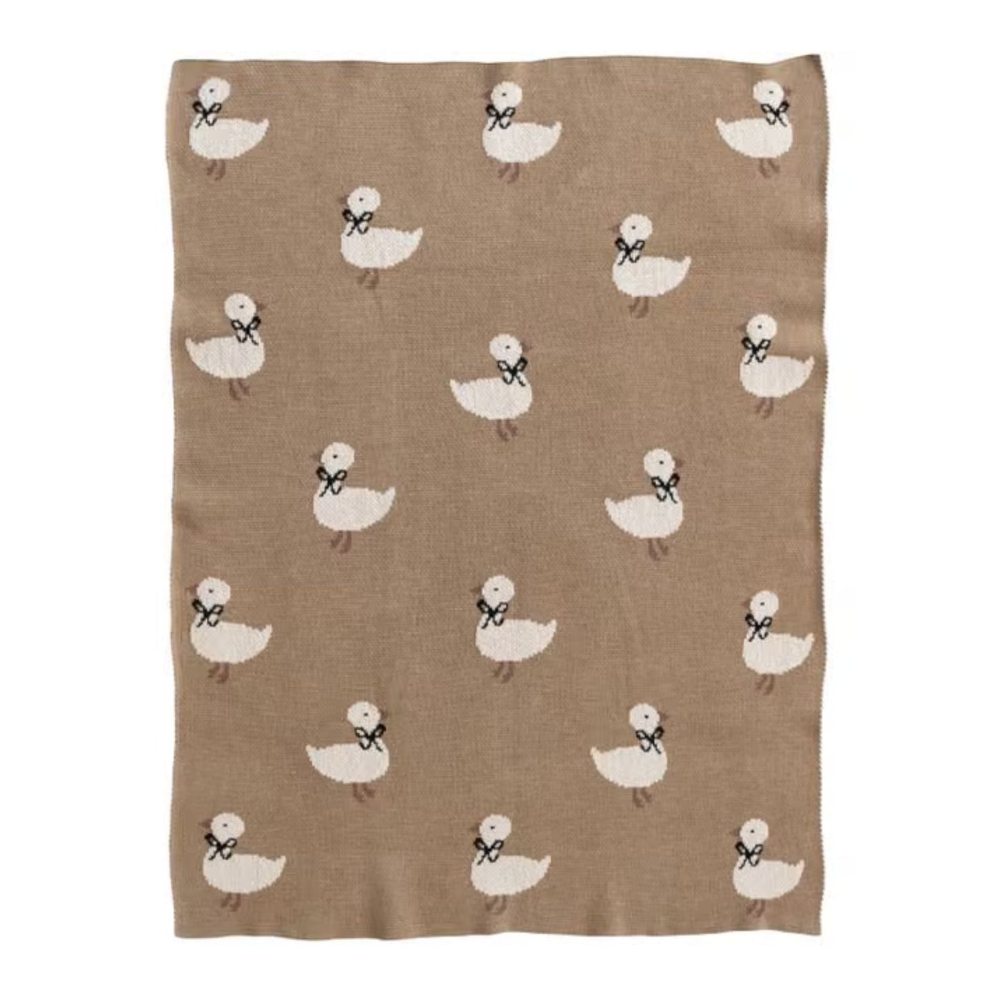 Creative Co-Op Cotton Knit Blanket with Ducklings