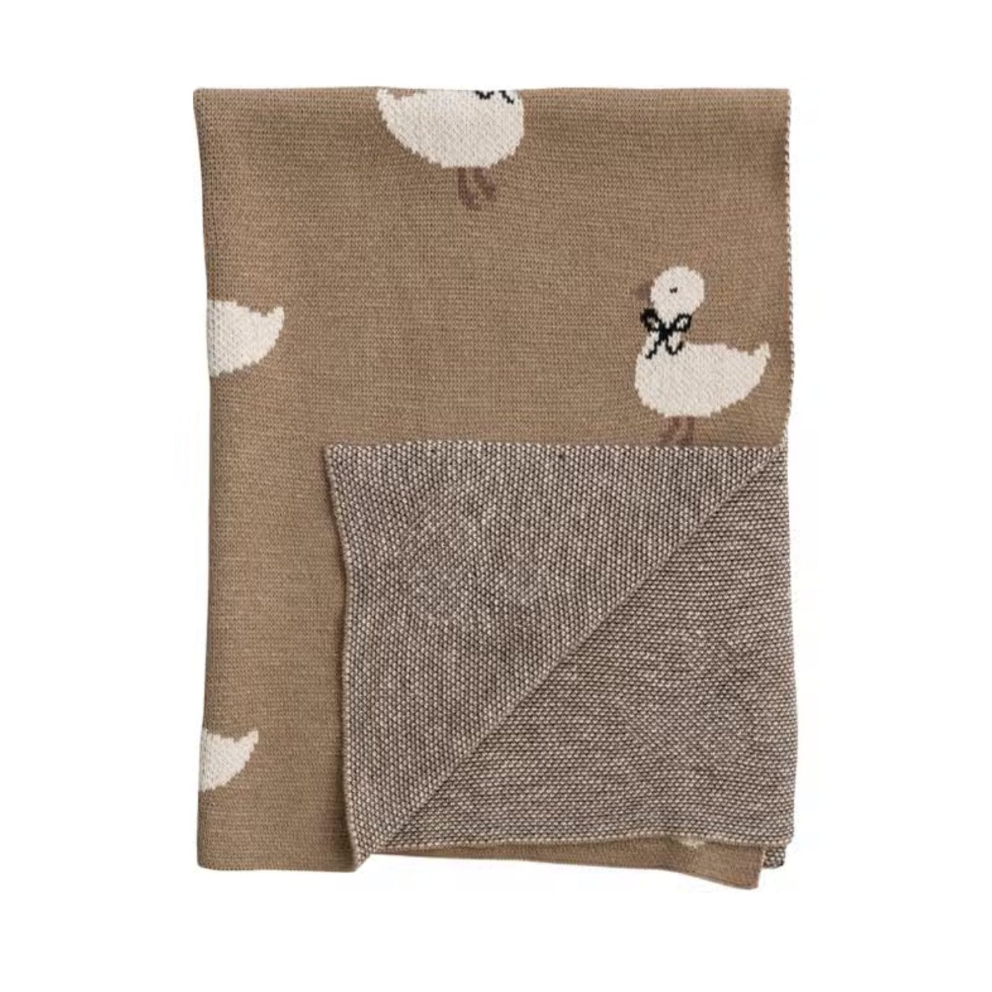 Creative Co-Op Cotton Knit Blanket with Ducklings