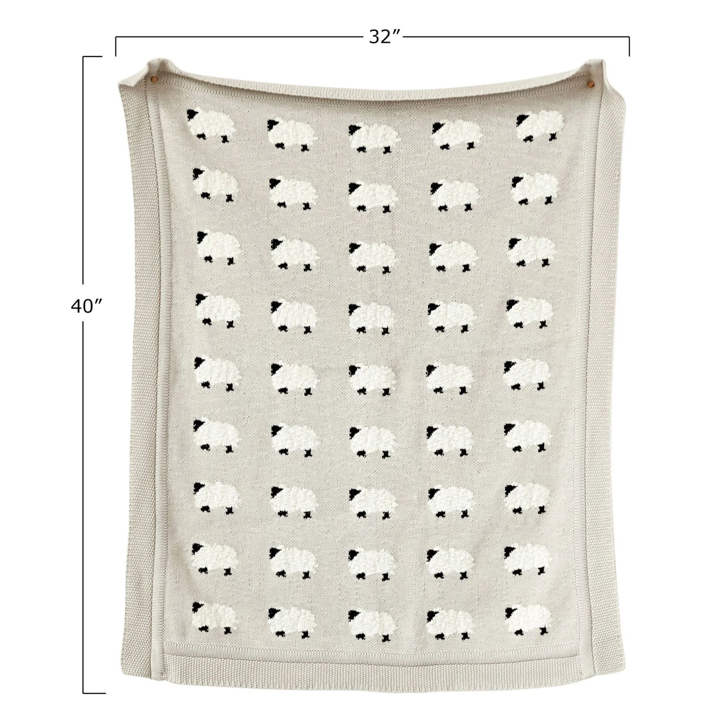Creative Co-Op Knit Baby Blanket with Sheep