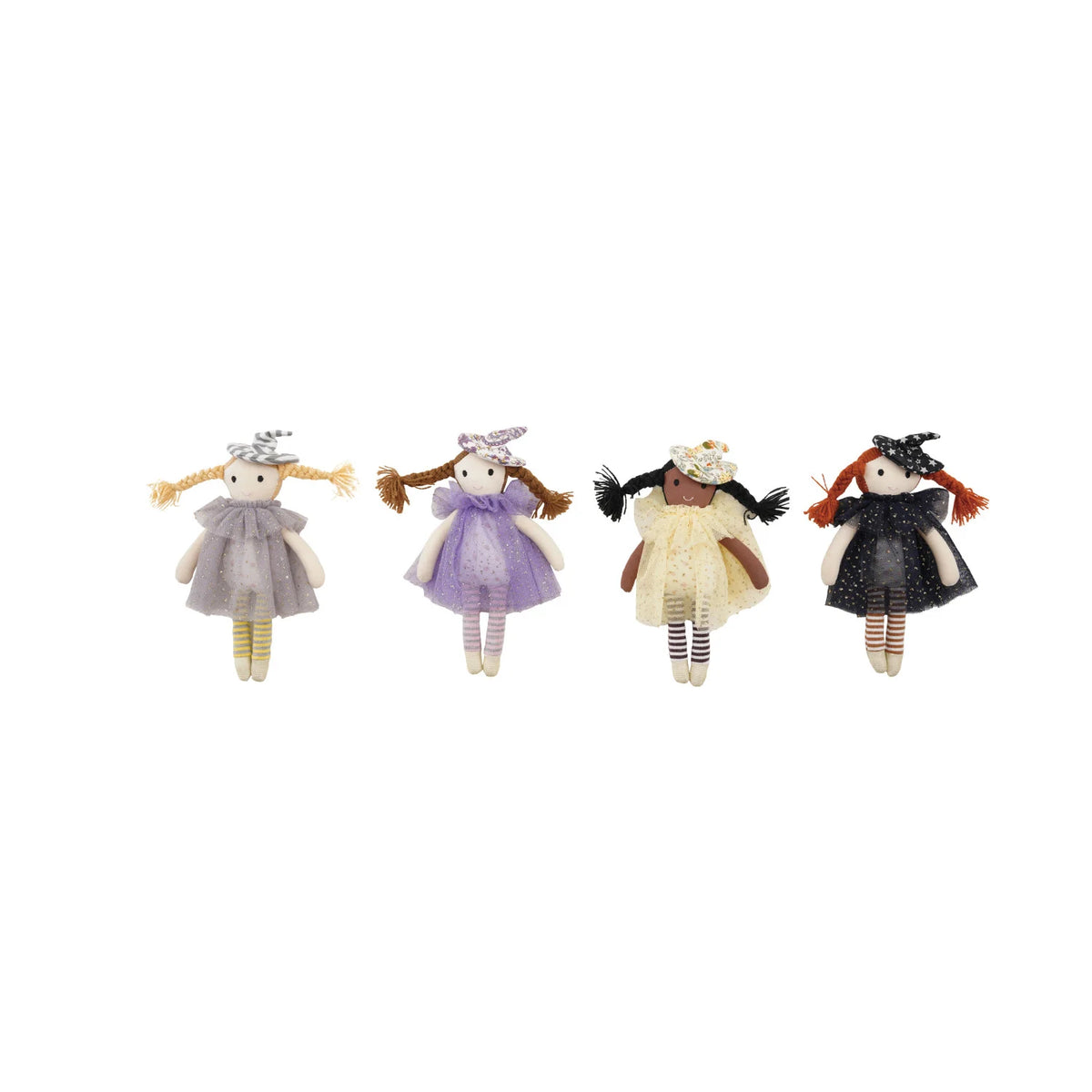 Fabric Witch Doll W Tutu, Multi Color 4 Styles
