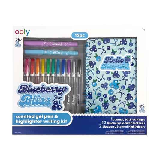 Blueberry Bliss: Scented Gel Pen & Highlighter Writing Kit (