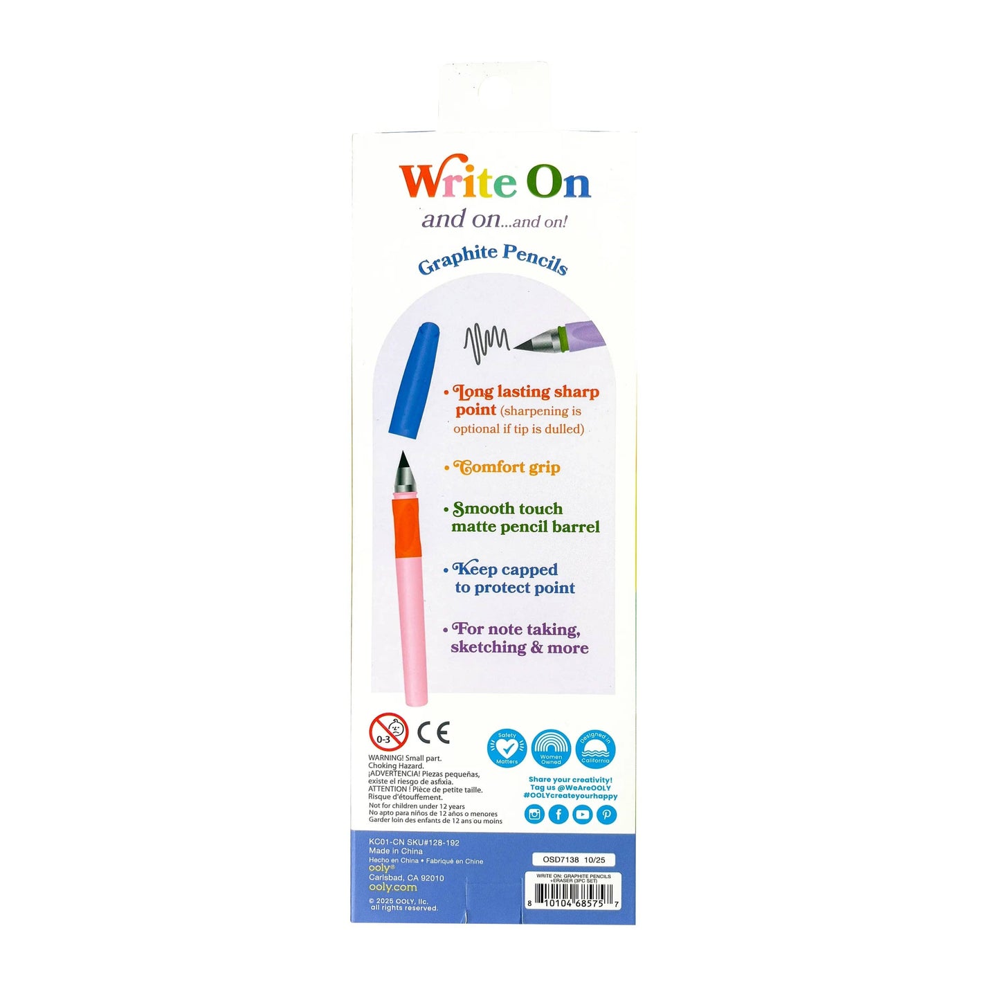 Write On: Graphite Pencils + Eraser (3 PC Set)