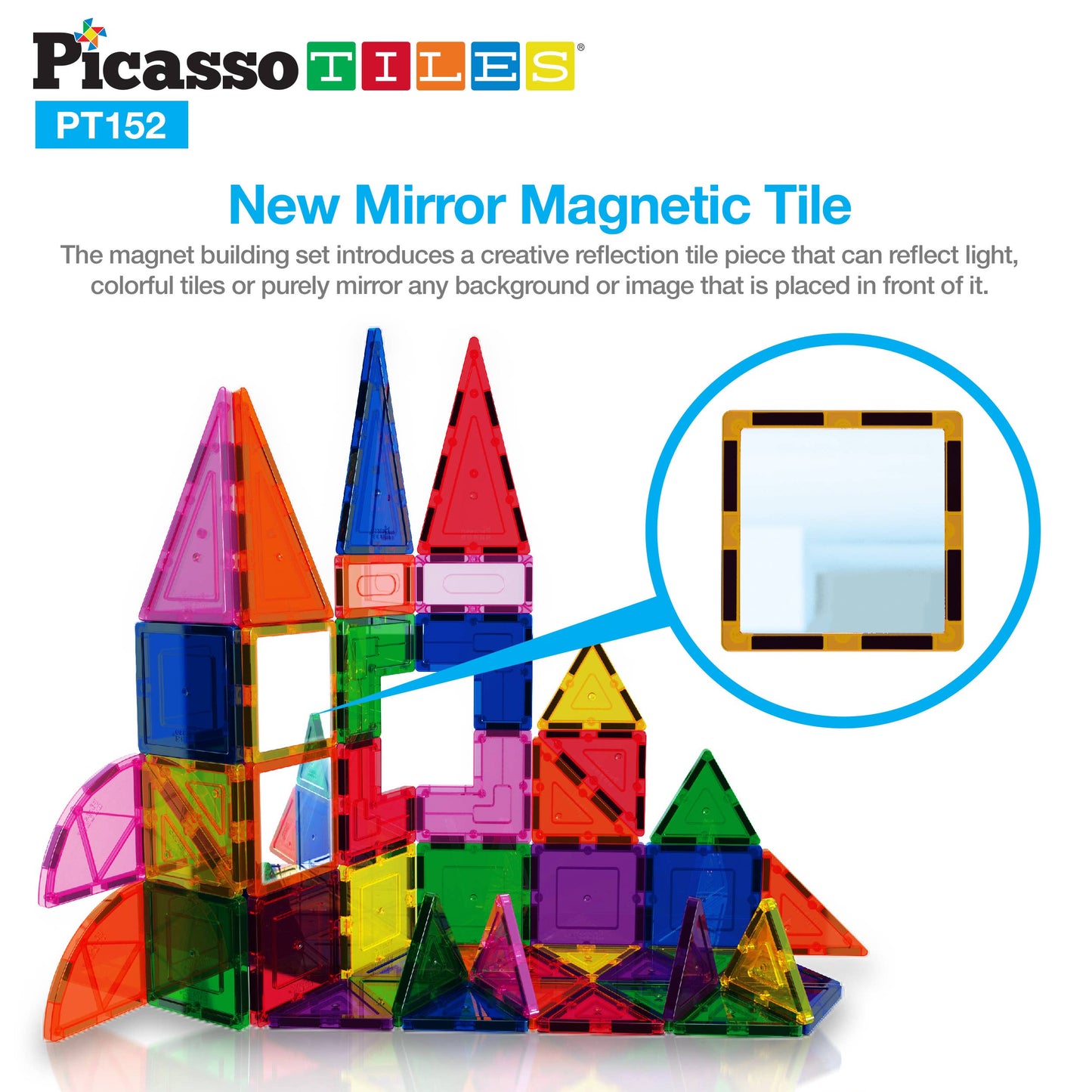 152pcs Clear Magnetic Tiles Set