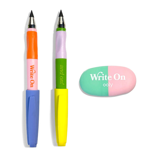 Write On: Graphite Pencils + Eraser (3 PC Set)
