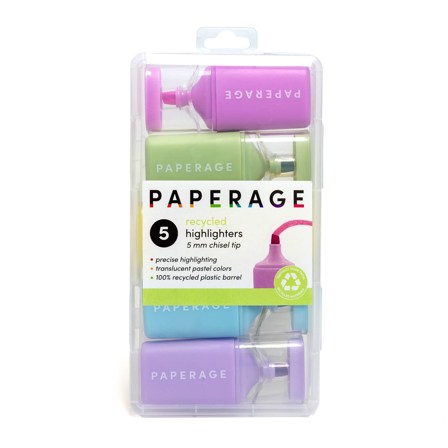 Mini Recycled Highlighters Pastel - 5 Pack