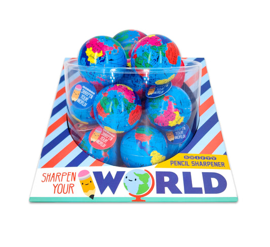 SHARPEN YOUR WORLD - globe pencil sharpener - Display of 16