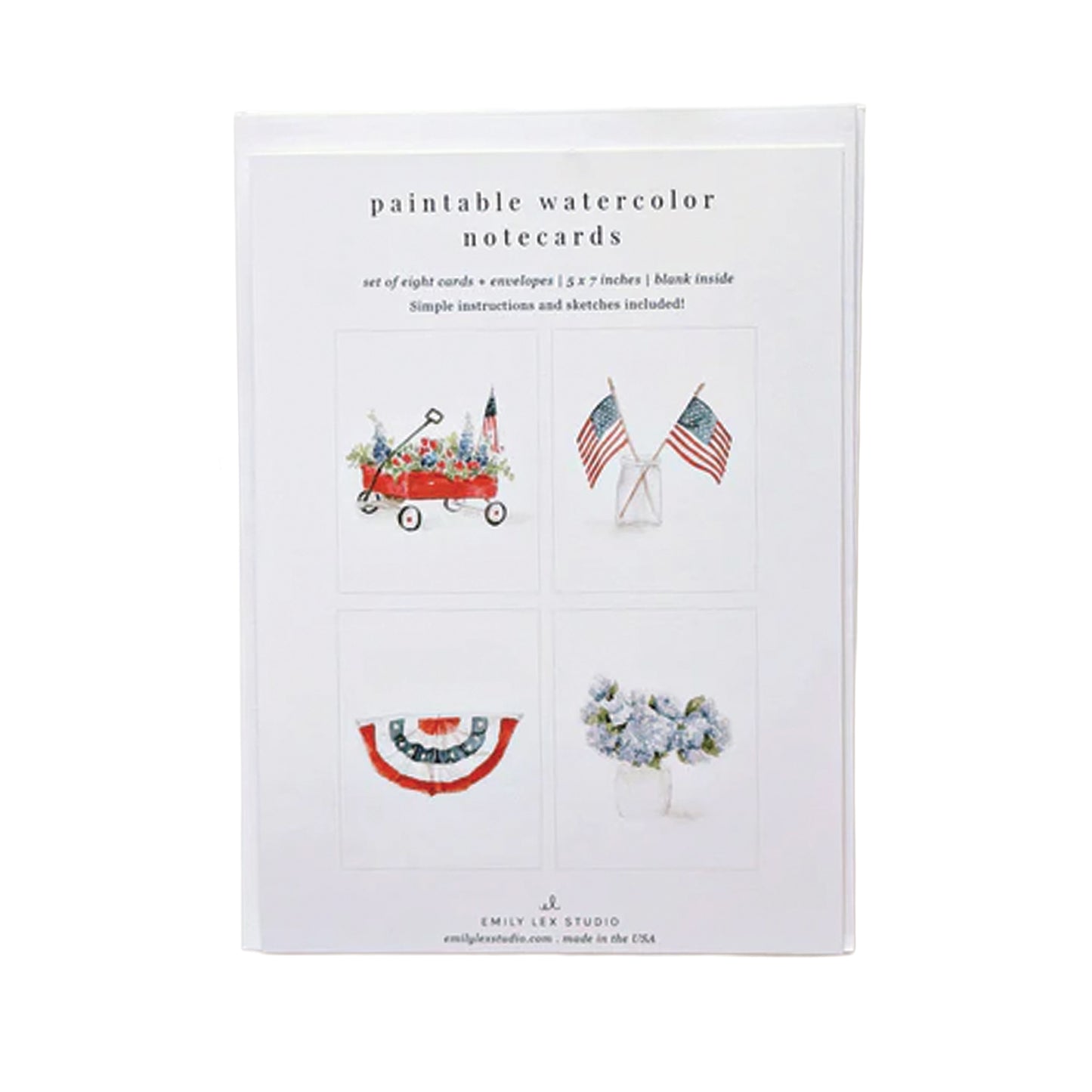 Emily Lex Studio Americana Paintable Watercolor Notecard Set