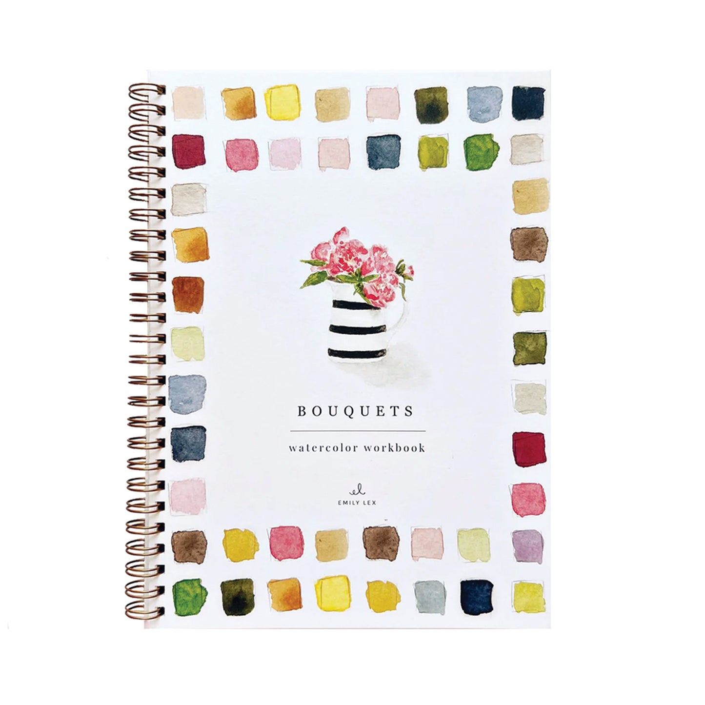 Notebook with watercolor design and floral illustration on a white background