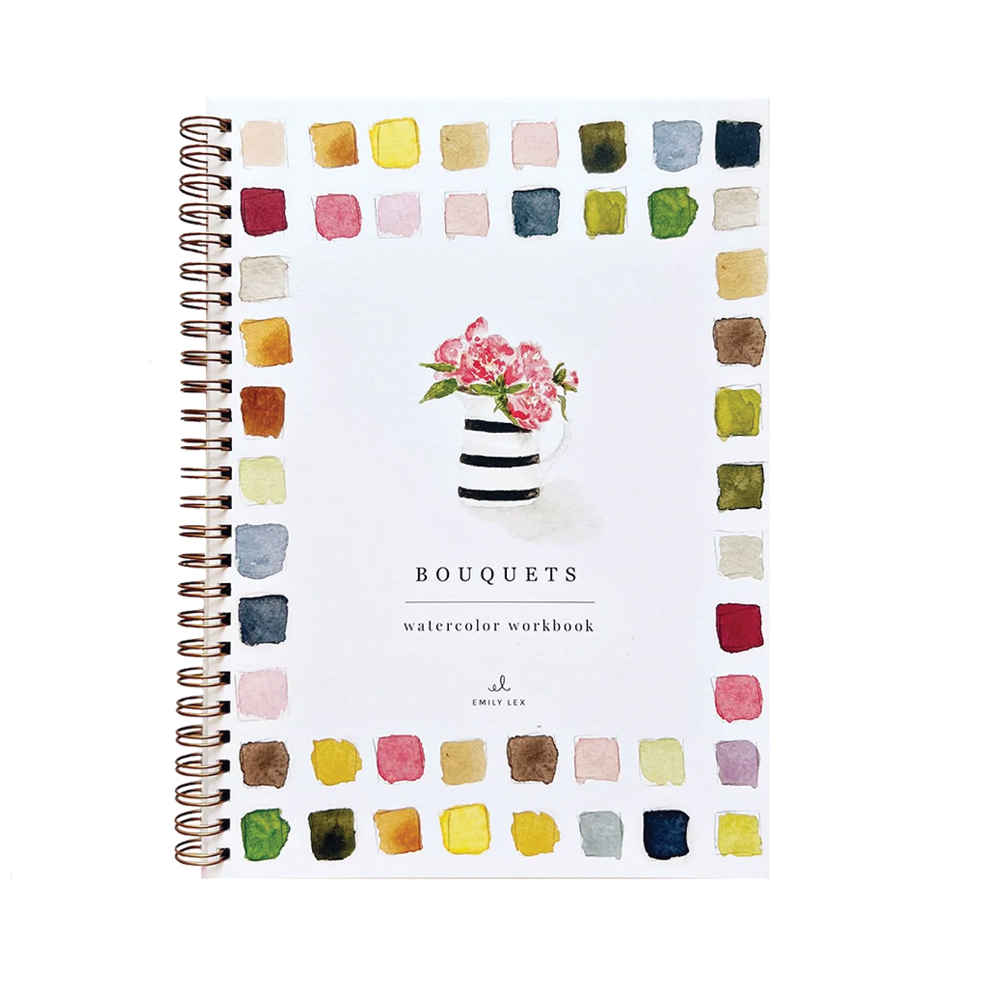 Notebook with watercolor design and floral illustration on a white background