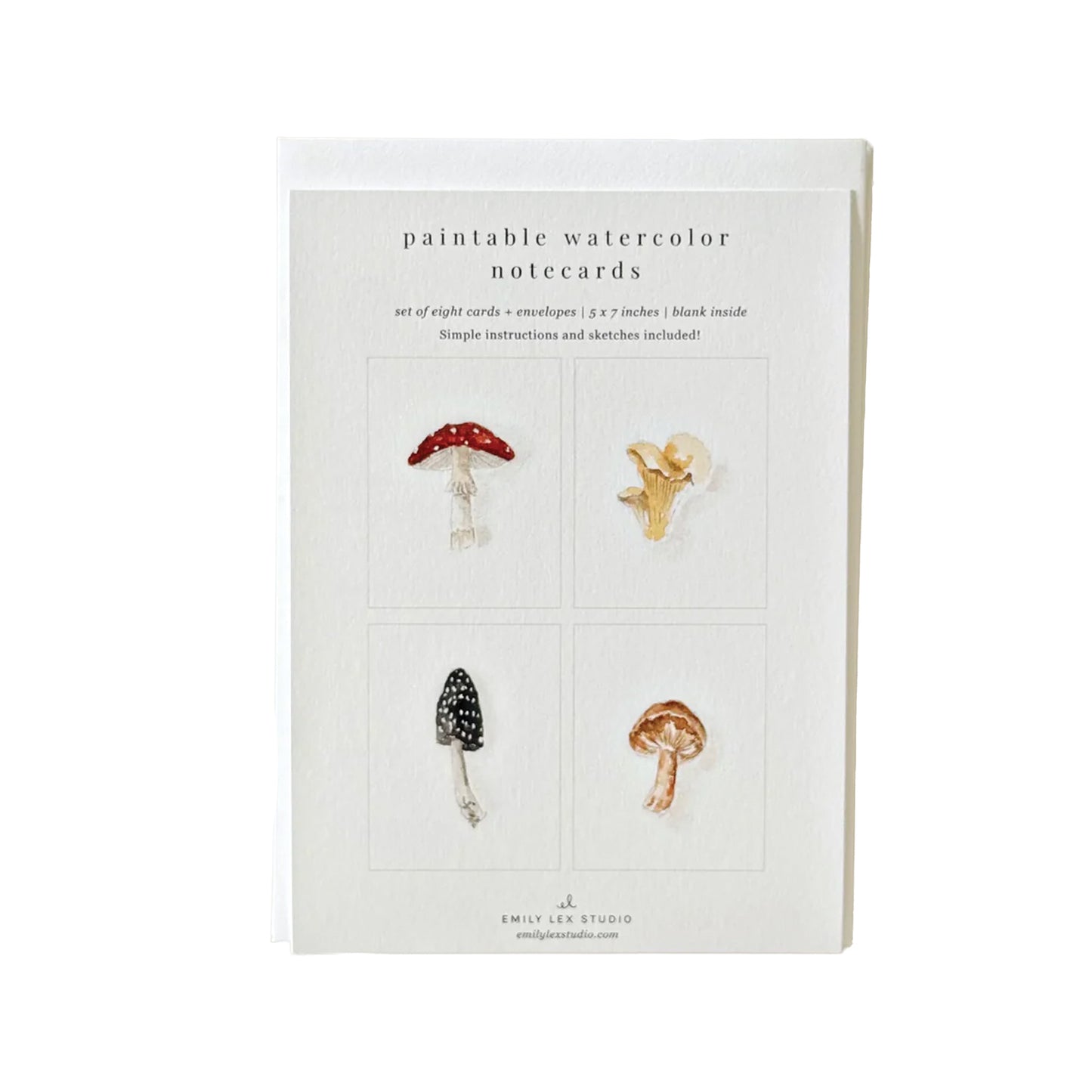 Emily Lex Studio Mushrooms Paintable Watercolor Notecard Set