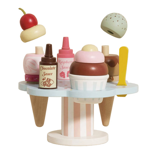 Wooden Ice Cream Stand & Toppings