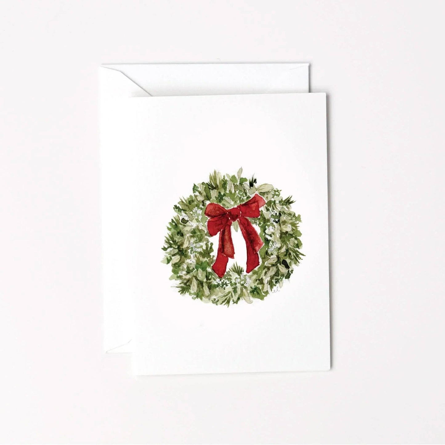 Red bow wreath mini enclosure notecard