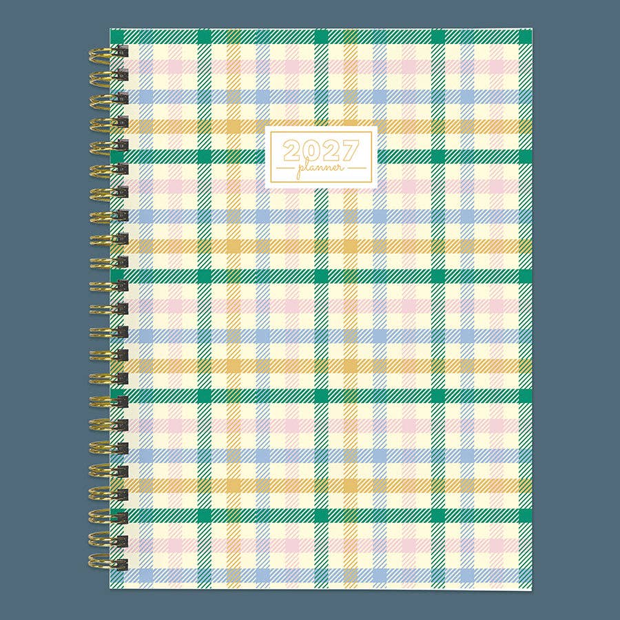 2027 Pastel Plaid Medium Weekly Monthly Planner