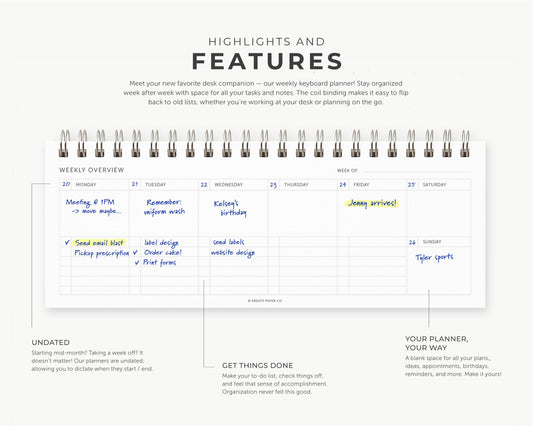 Weekly Keyboard Planner, Weekly Planners, Best Selling