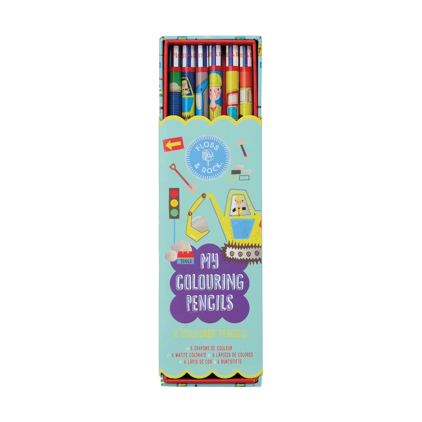 Floss & Rock Construction My Pack of 6 Colouring Pencils