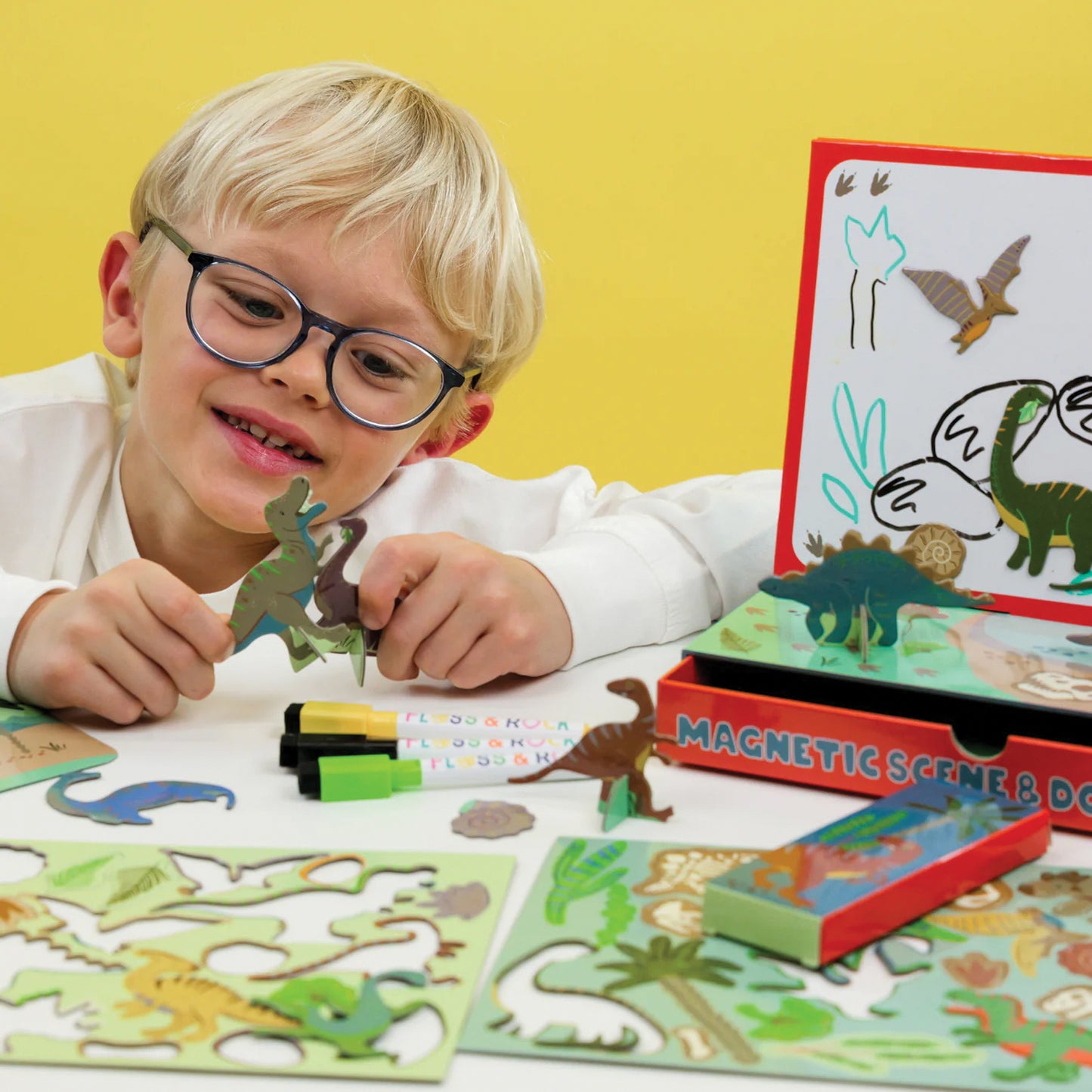 Floss & Rock Dino Magnetic Scene & Doodle Set