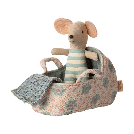Maileg Baby Mouse in Carry Cot — Collectible Gift Set