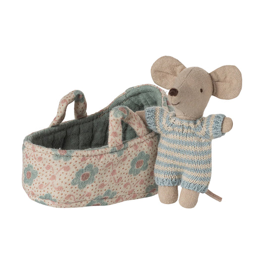Maileg Baby Mouse in Carry Cot — Collectible Gift Set