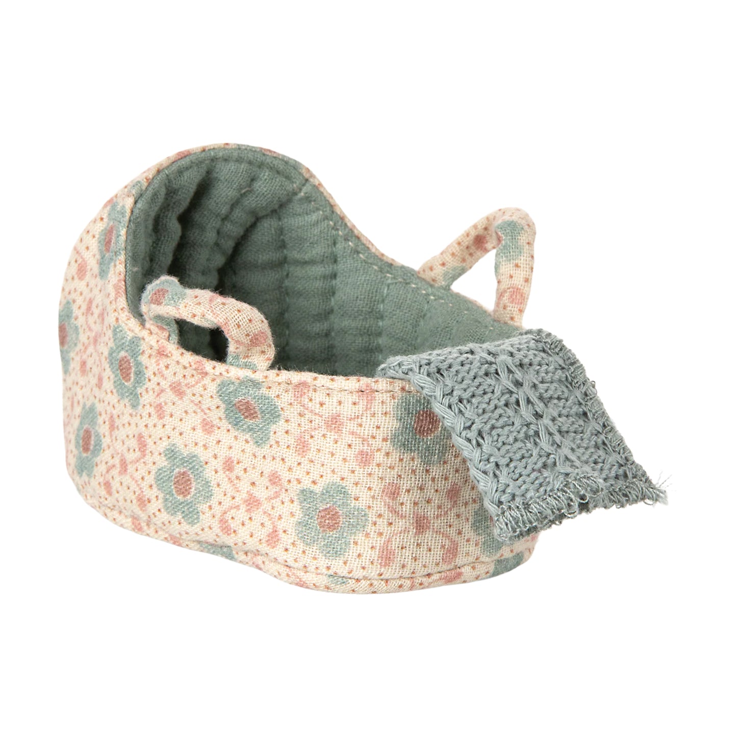 Maileg Carry Cot in Blue — Miniature Mouse Accessory