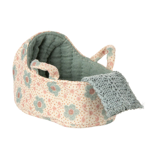 Maileg Carry Cot in Blue — Miniature Mouse Accessory