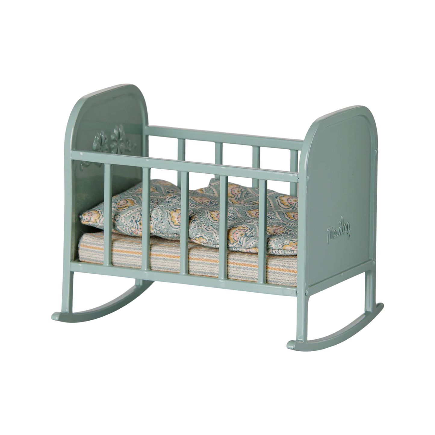 Maileg My Cradle in Blue Mint — Miniature Dollhouse Furniture & Baby Gift