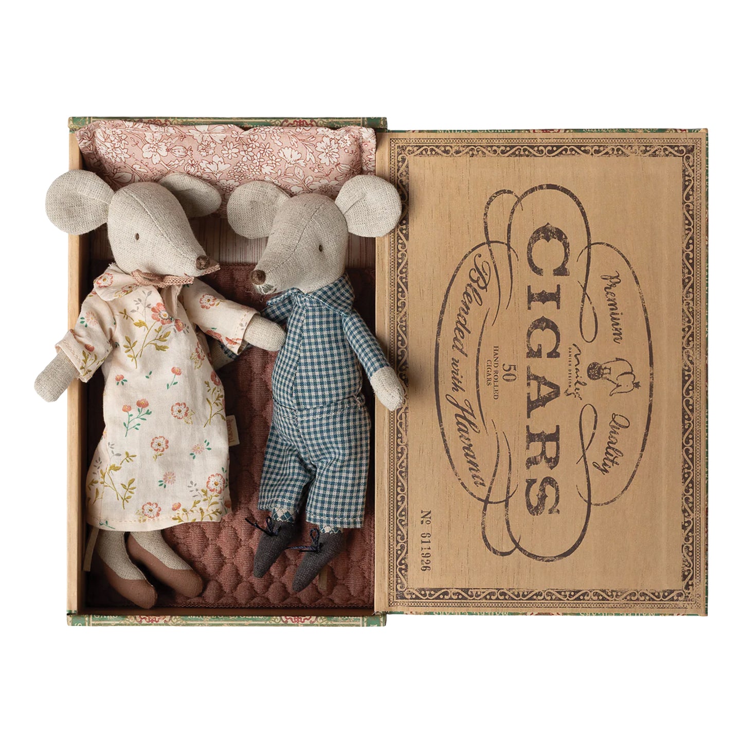 Maileg Grandma & Grandpa Mouse in Cigar Box — Collectible Gift Set