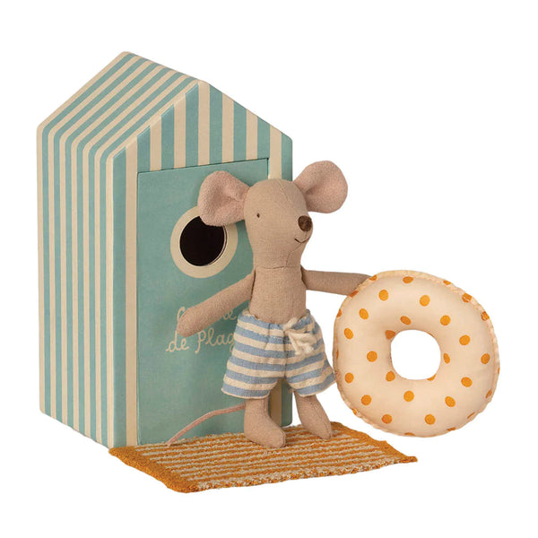 Maileg Little Brother Beach Mouse with Yellow Dot Float — Summer Collectible