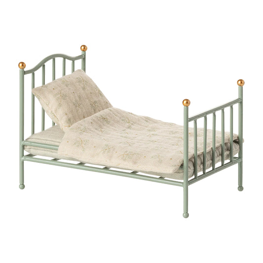 Maileg Mouse Vintage Single Bed in Mint — Miniature Dollhouse Furniture