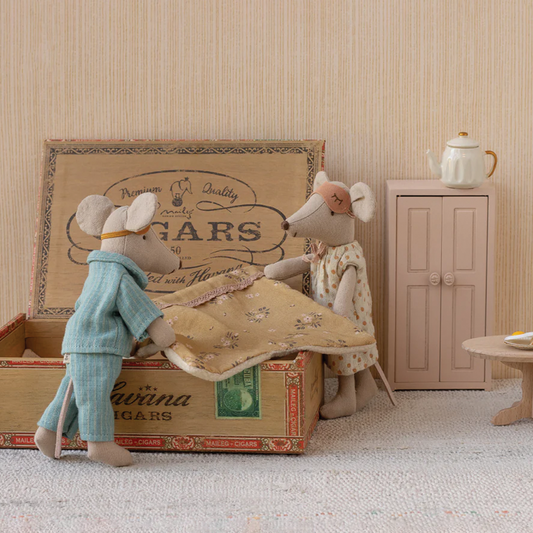 Maileg Mum & Dad Mice in Cigar Box — Collectible Gift Set