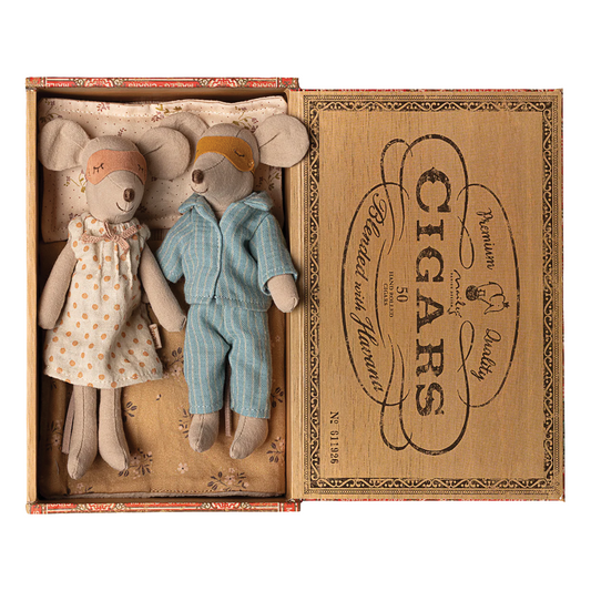 Maileg Mum & Dad Mice in Cigar Box — Collectible Gift Set