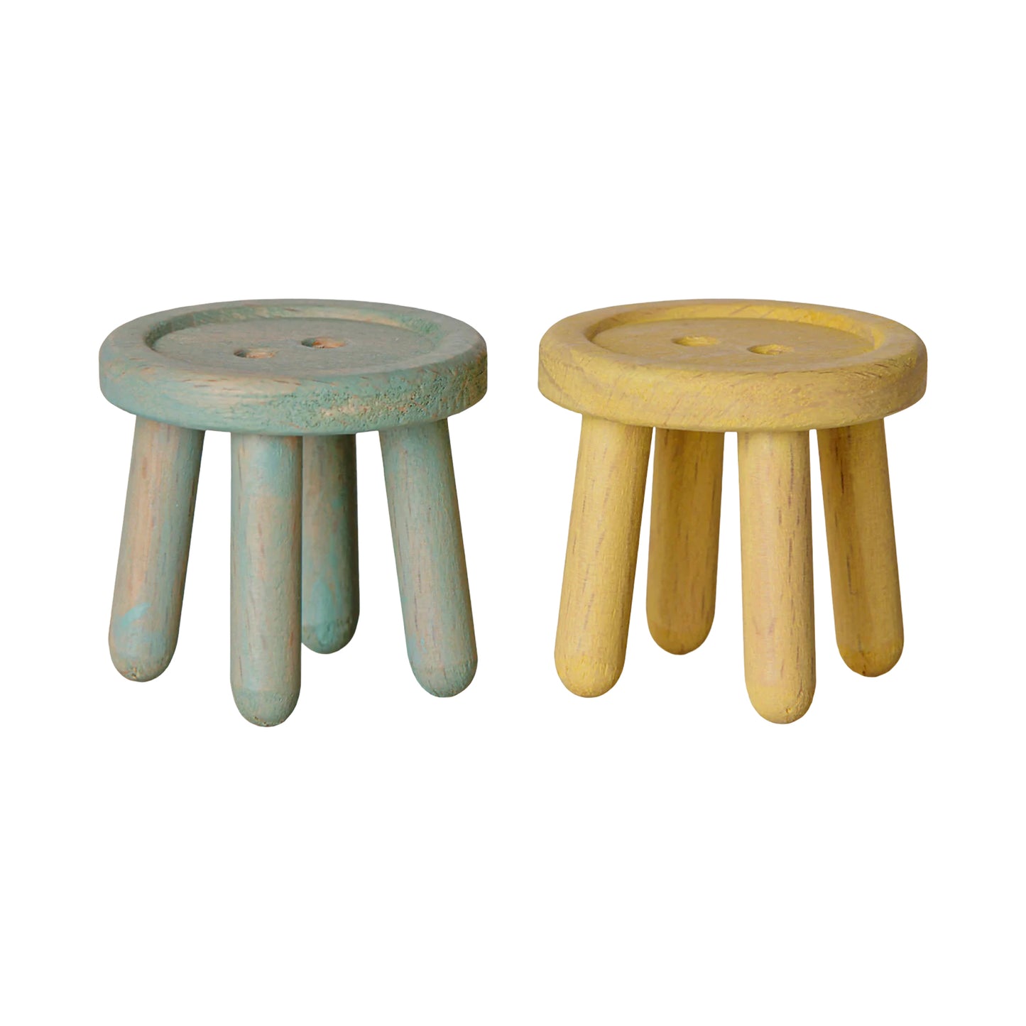 Maileg Stool Set Mouse in Mint & Light Yellow — Miniature Dollhouse Furniture
