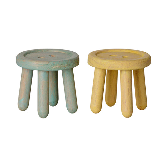 Maileg Stool Set Mouse in Mint & Light Yellow — Miniature Dollhouse Furniture