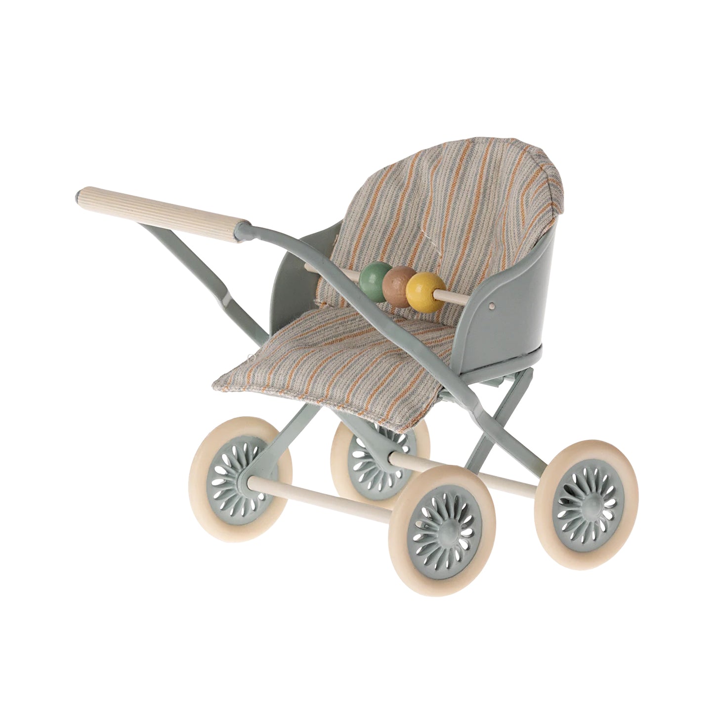 Maileg Baby Mouse Stroller in Blue — Miniature Dollhouse Accessory