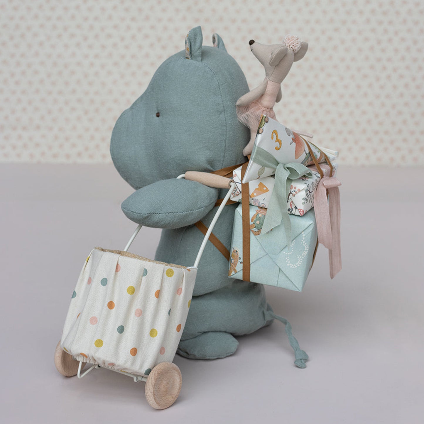 Maileg Mini Trolley in Multi Dots — Miniature Dollhouse Accessory