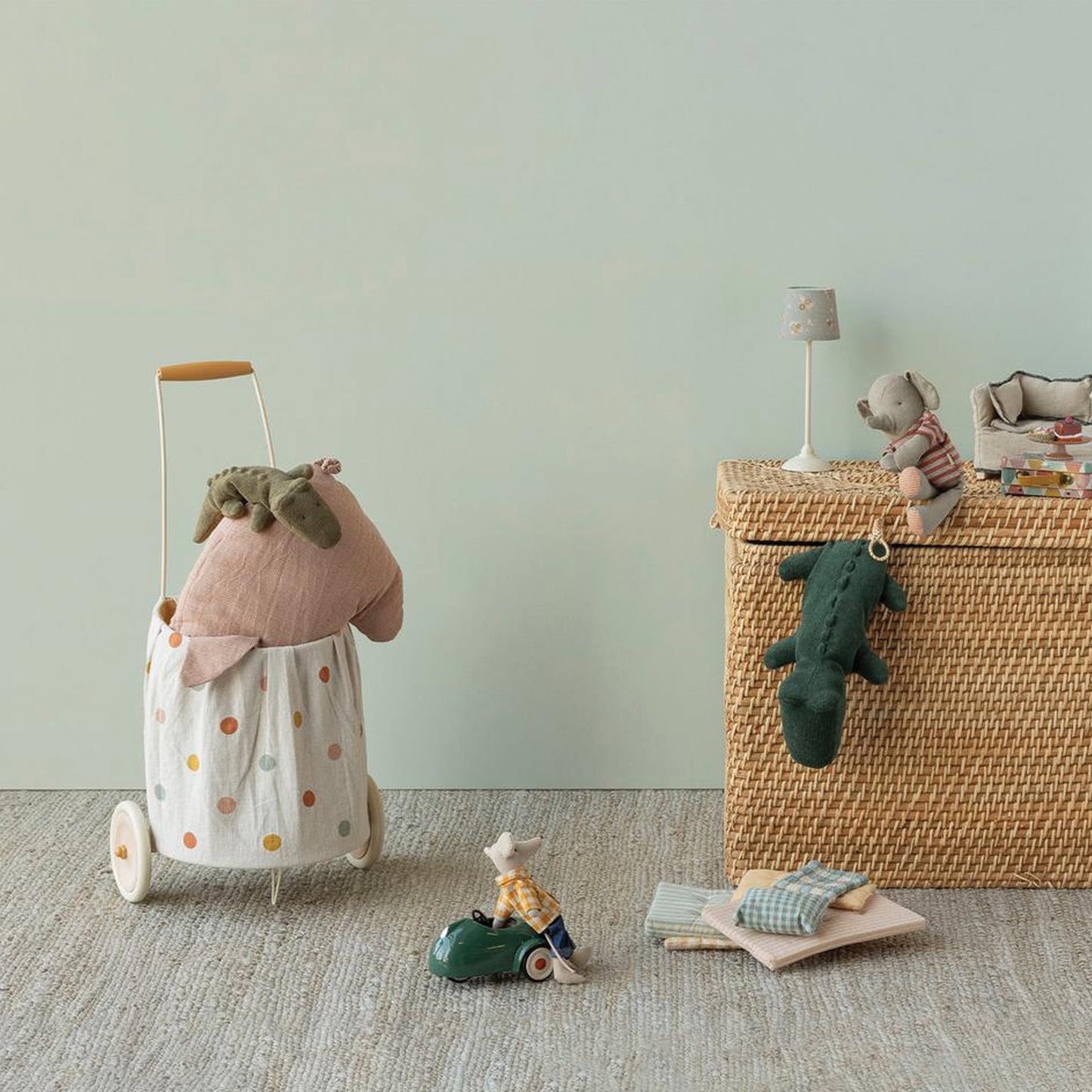 Maileg Yellow Trolley — Miniature Dollhouse Accessory