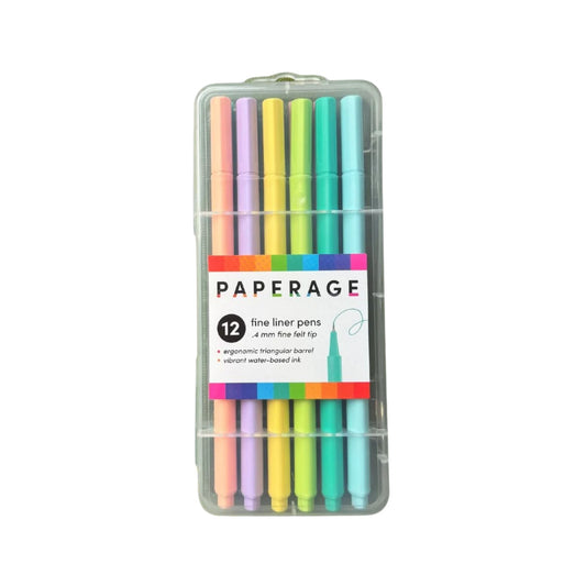 Paperage 12 Fine liner Pens .4mm Fine Felt Tip