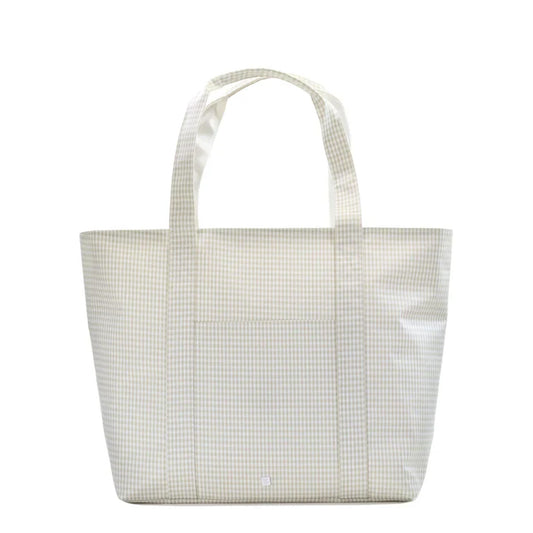 TRVL Jumbo Tote | XL Tote in Gingham Pearl Grey