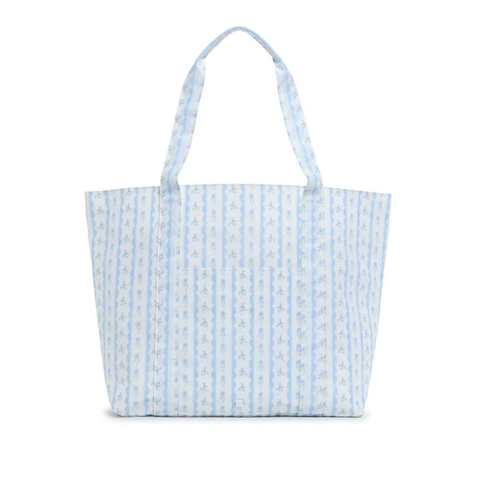 TRVL Jumbo Tote | XL Tote in Ribbon Floral Blue