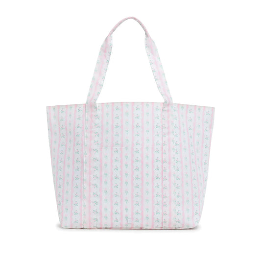 TRVL Jumbo Tote | XL Tote in Ribbon Floral Pink