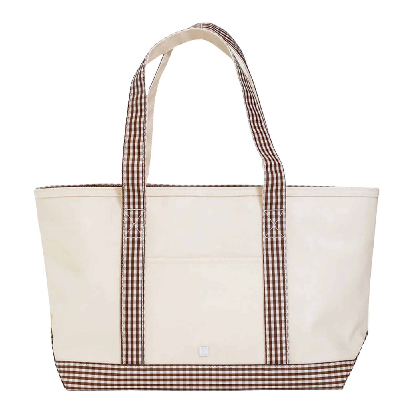 TRVL Medium Tote | Coated Canvas Natural with Gingham Coco Trim