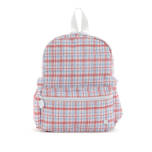 TRVL Mini Backer Kids Backpack | Classic Plaid Red